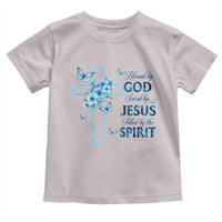 Christian Jesus Toddler T Shirt Blessed By God Saved By Jesus Blue Floral Cross Butterfly Art