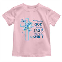 Christian Jesus Toddler T Shirt Blessed By God Saved By Jesus Blue Floral Cross Butterfly Art
