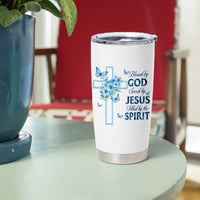 Christian Jesus Tumbler Cup Blessed By God Saved By Jesus Blue Floral Cross Butterfly Art