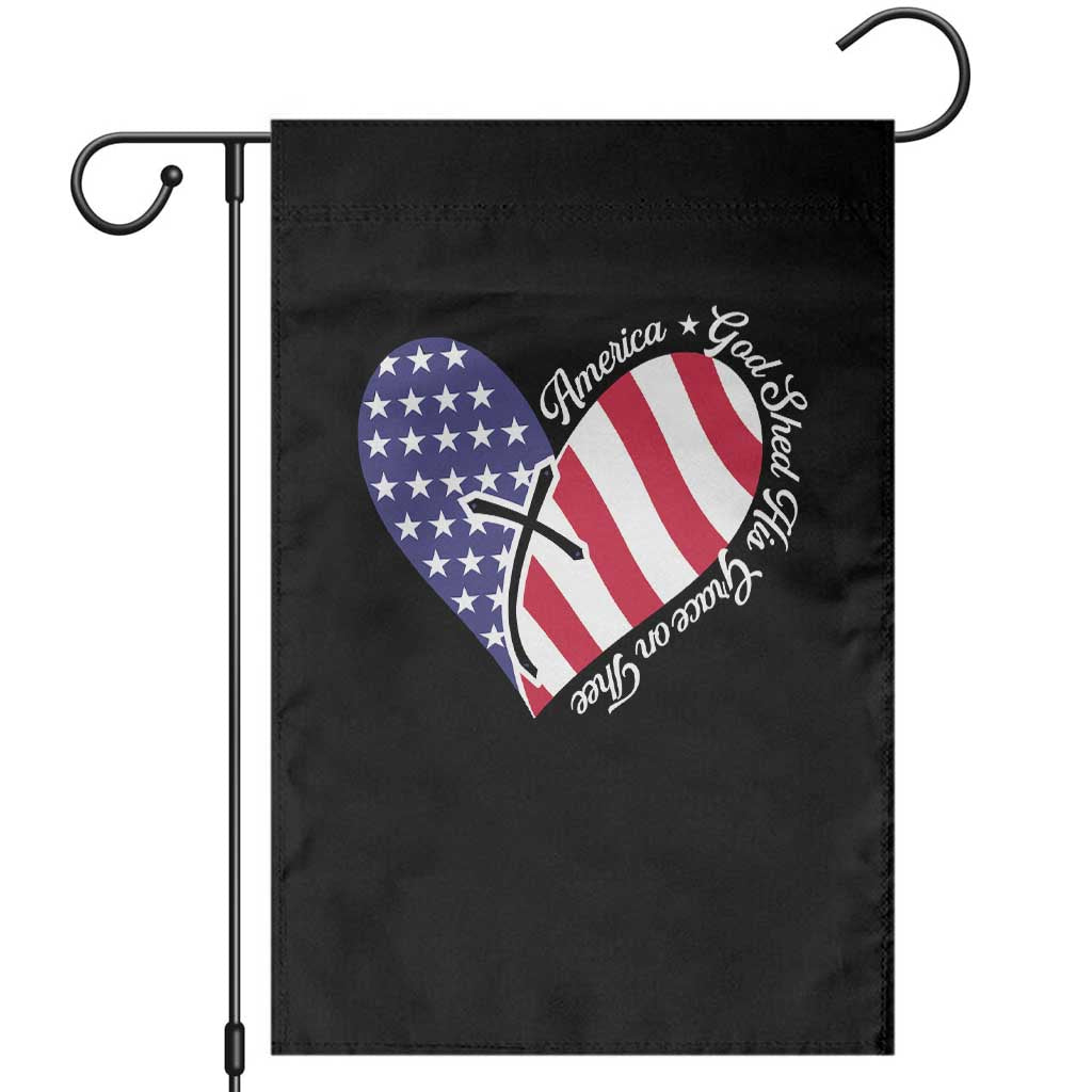 America God Shed His Grace on Thee 4th of July Garden Flag Patriotic American Flag Cross - Wonder Print Shop