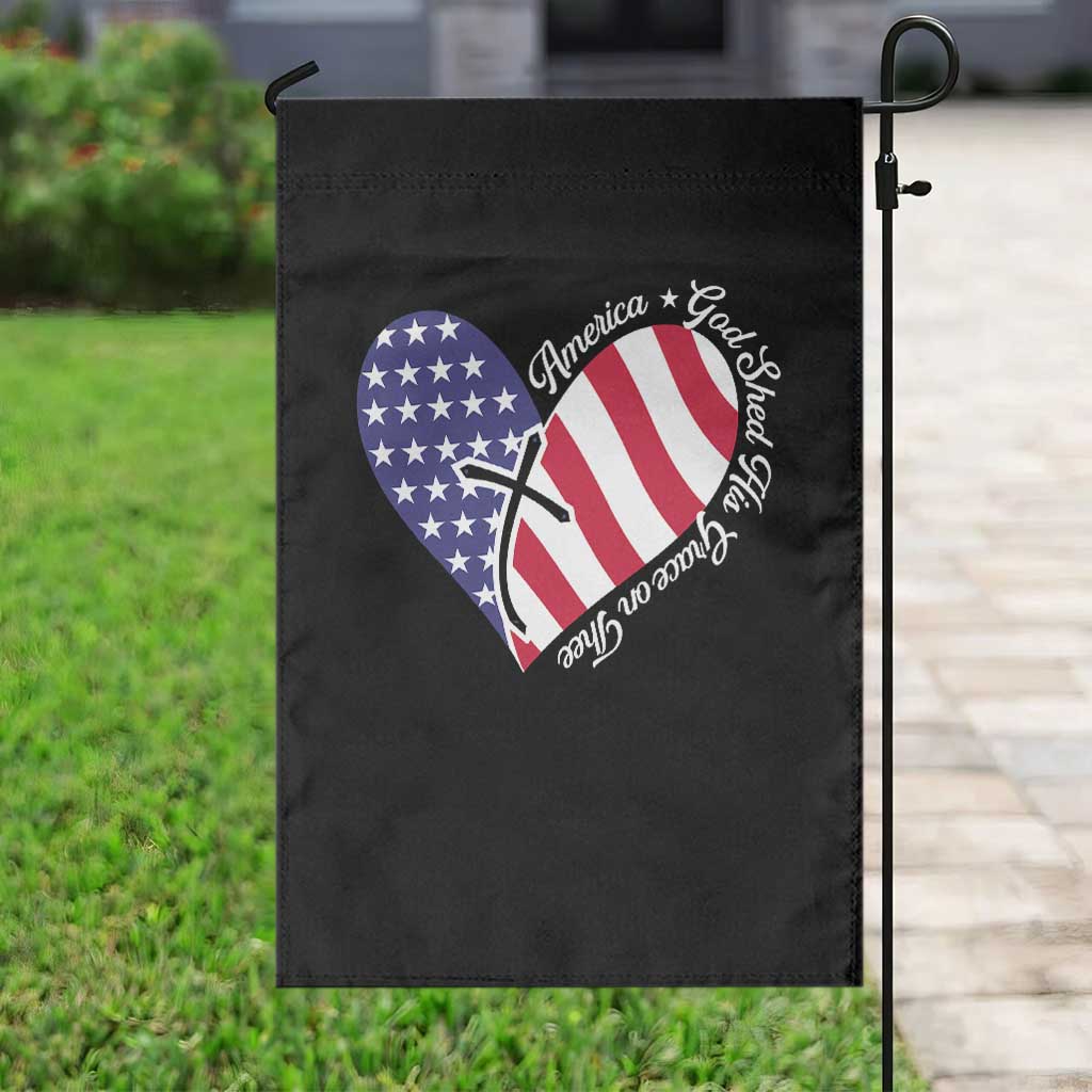 America God Shed His Grace on Thee 4th of July Garden Flag Patriotic American Flag Cross - Wonder Print Shop