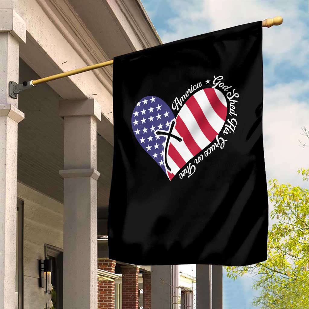 America God Shed His Grace on Thee 4th of July Garden Flag Patriotic American Flag Cross - Wonder Print Shop