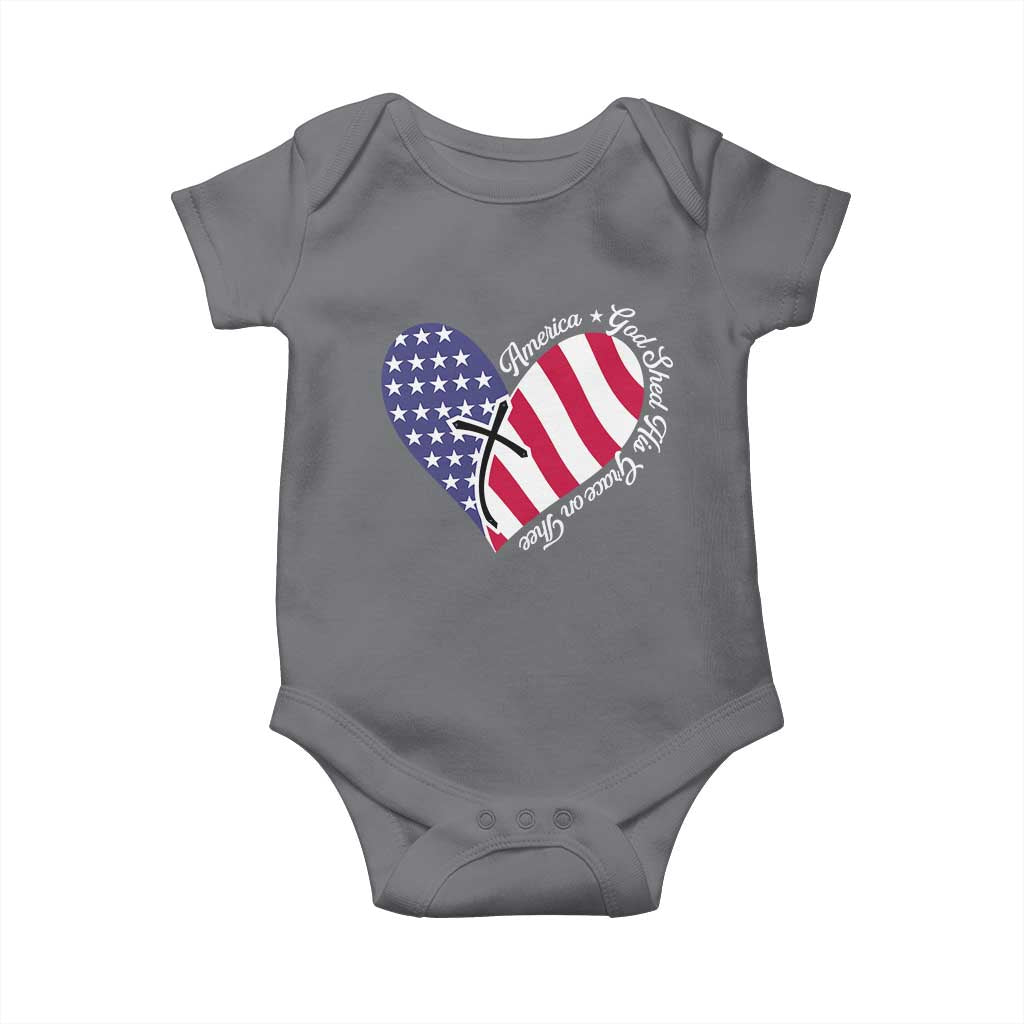 America God Shed His Grace on Thee 4th of July Baby Onesie Patriotic American Flag Cross - Wonder Print Shop