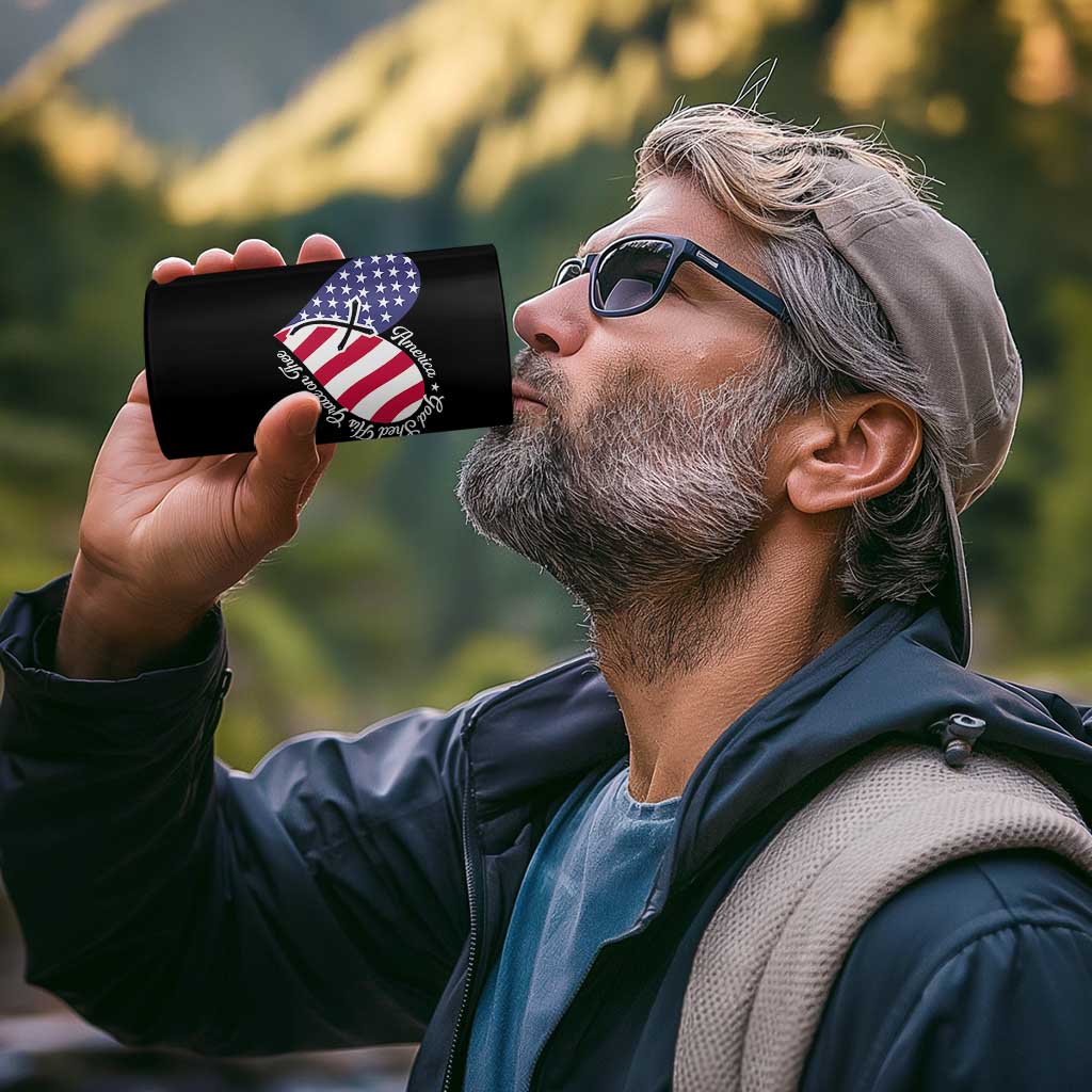 America God Shed His Grace on Thee 4th of July 4 in 1 Can Cooler Tumbler Patriotic American Flag Cross - Wonder Print Shop