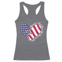 America God Shed His Grace on Thee 4th of July Racerback Tank Top Patriotic American Flag Cross - Wonder Print Shop