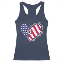 America God Shed His Grace on Thee 4th of July Racerback Tank Top Patriotic American Flag Cross - Wonder Print Shop