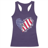 America God Shed His Grace on Thee 4th of July Racerback Tank Top Patriotic American Flag Cross - Wonder Print Shop