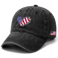 America God Shed His Grace on Thee 4th of July Washed Cotton Baseball Cap Patriotic American Flag Cross