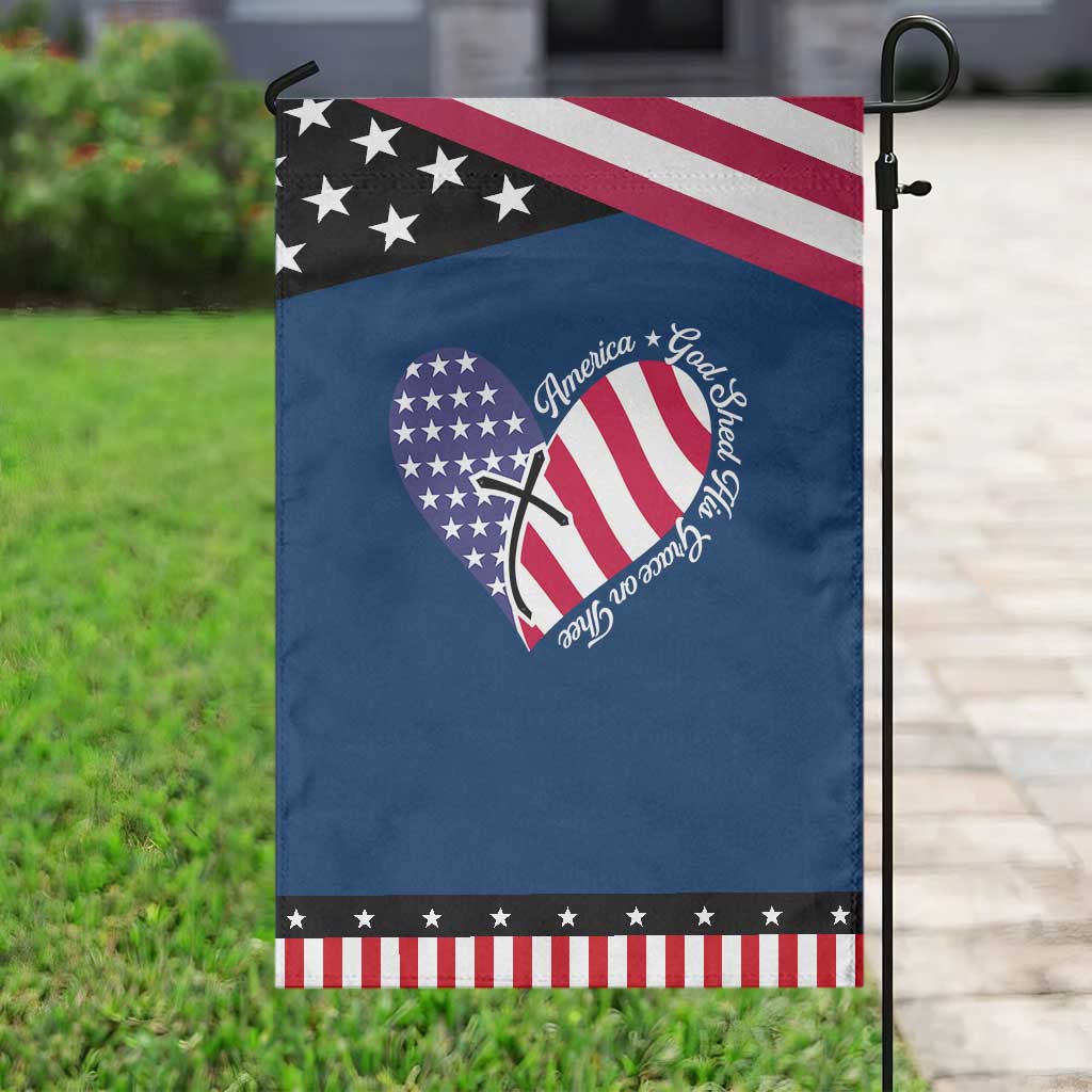America God Shed His Grace on Thee 4th of July Garden Flag Patriotic American Flag Cross
