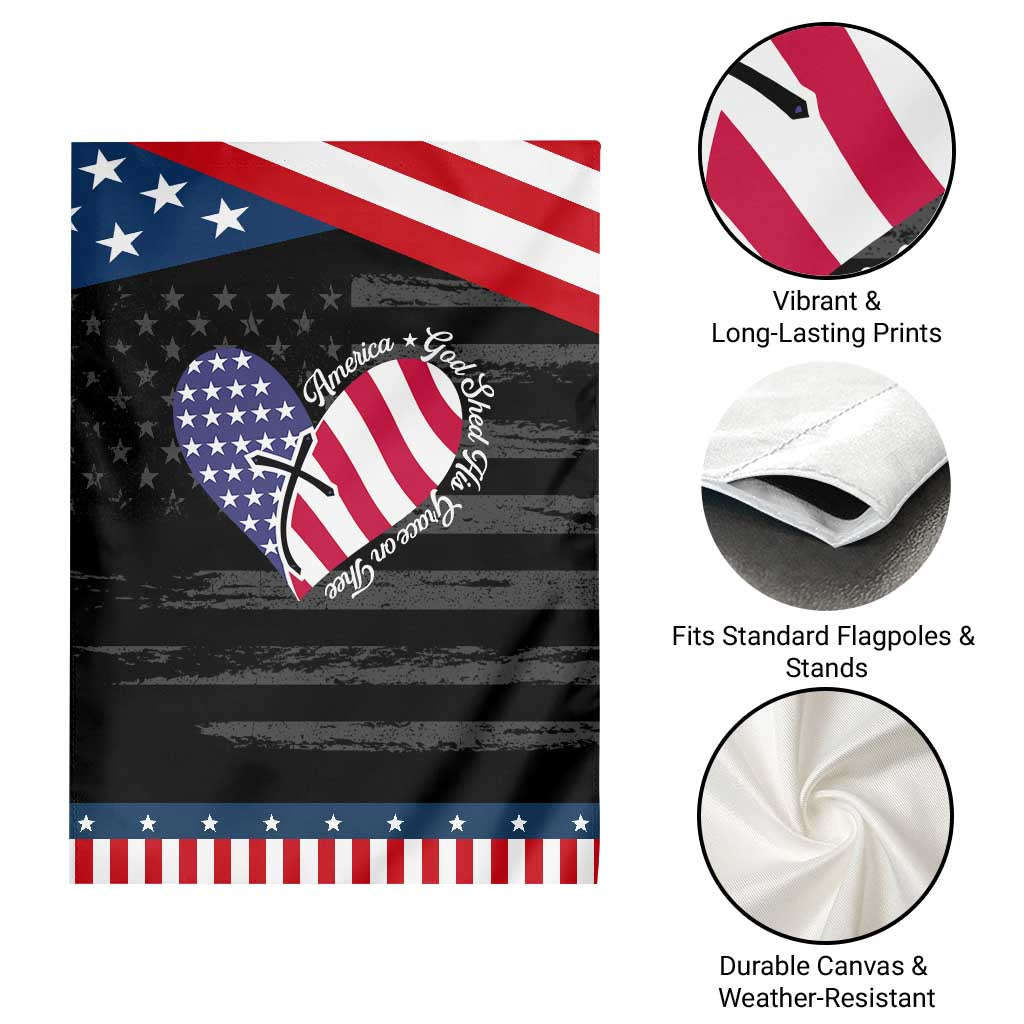 America God Shed His Grace on Thee 4th of July Garden Flag Patriotic American Flag Cross