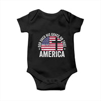 God Shed His Grace On Thee Baby Onesie Vintage Patriotic Christian USA Flag Cross - Wonder Print Shop