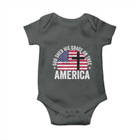 God Shed His Grace On Thee Baby Onesie Vintage Patriotic Christian USA Flag Cross - Wonder Print Shop