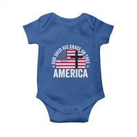 God Shed His Grace On Thee Baby Onesie Vintage Patriotic Christian USA Flag Cross - Wonder Print Shop