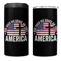 God Shed His Grace On Thee 4 in 1 Can Cooler Tumbler Vintage Patriotic Christian USA Flag Cross - Wonder Print Shop