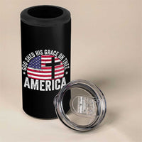 God Shed His Grace On Thee 4 in 1 Can Cooler Tumbler Vintage Patriotic Christian USA Flag Cross - Wonder Print Shop