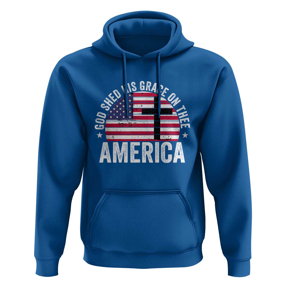God Shed His Grace On Thee Hoodie Vintage Patriotic Christian USA Flag Cross - Wonder Print Shop