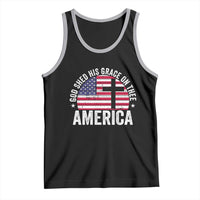 God Shed His Grace On Thee Tank Top Vintage Patriotic Christian USA Flag Cross - Wonder Print Shop