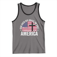 God Shed His Grace On Thee Tank Top Vintage Patriotic Christian USA Flag Cross - Wonder Print Shop
