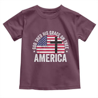 God Shed His Grace On Thee Toddler T Shirt Vintage Patriotic Christian USA Flag Cross - Wonder Print Shop
