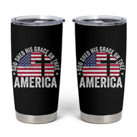God Shed His Grace On Thee Tumbler Cup Vintage Patriotic Christian USA Flag Cross - Wonder Print Shop