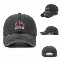 God Shed His Grace On Thee Washed Cotton Baseball Cap Vintage Patriotic Christian USA Flag Cross