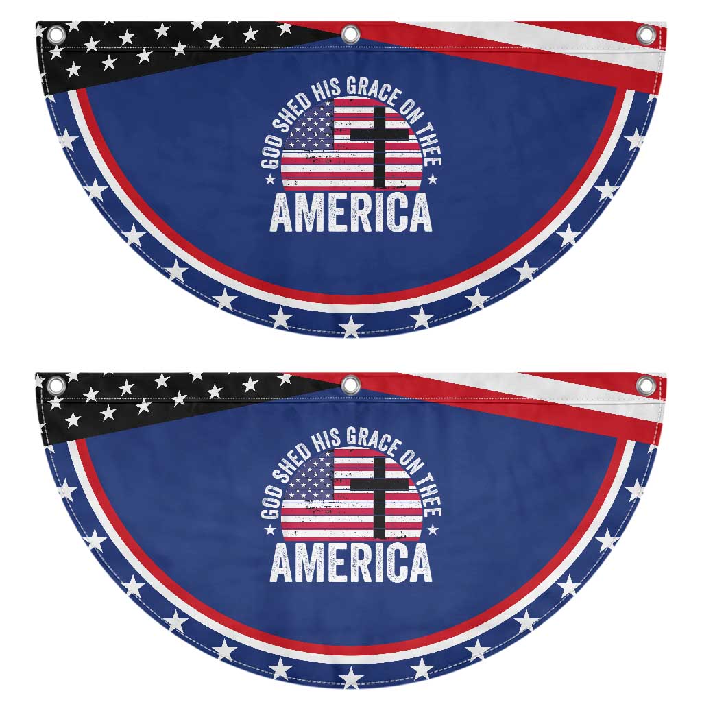 God Shed His Grace On Thee Patriotic Fan Flag Vintage Christian USA Flag Cross