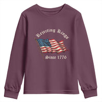 Rejecting Kings Youth Sweatshirt Since 1776 No Kings In America Retro US Flag