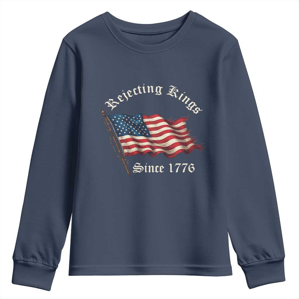 Rejecting Kings Youth Sweatshirt Since 1776 No Kings In America Retro US Flag