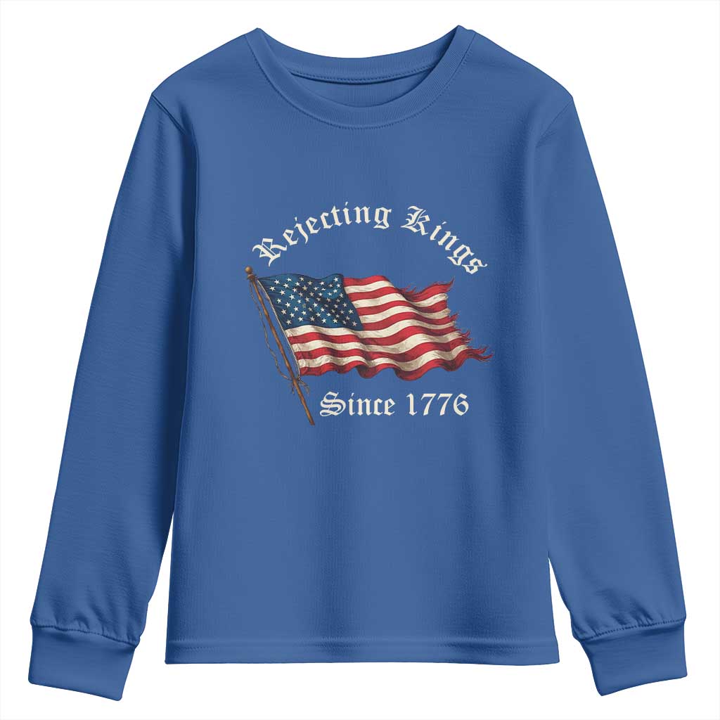 Rejecting Kings Youth Sweatshirt Since 1776 No Kings In America Retro US Flag