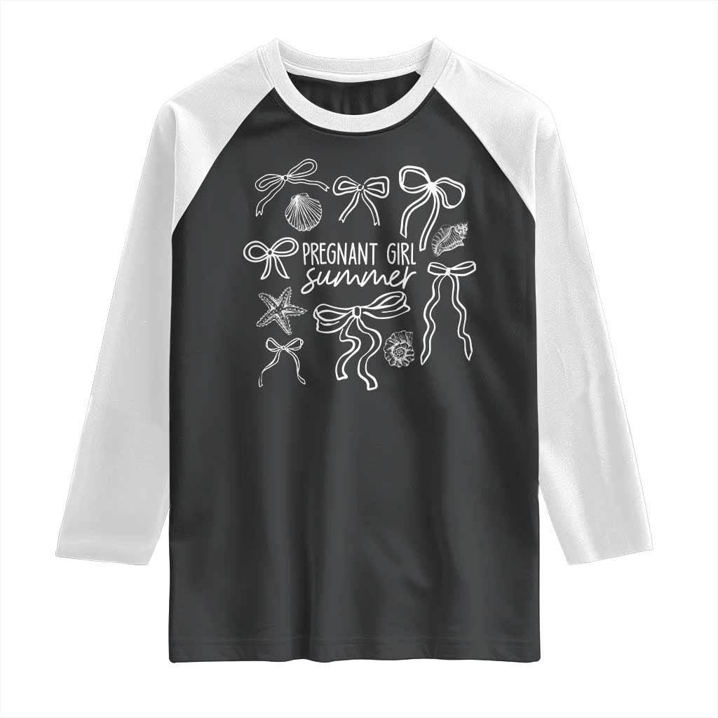 Pregnant Girl Summer Raglan Shirt Beach Pregnancy Announcement Summer Baby Shower - Wonder Print Shop