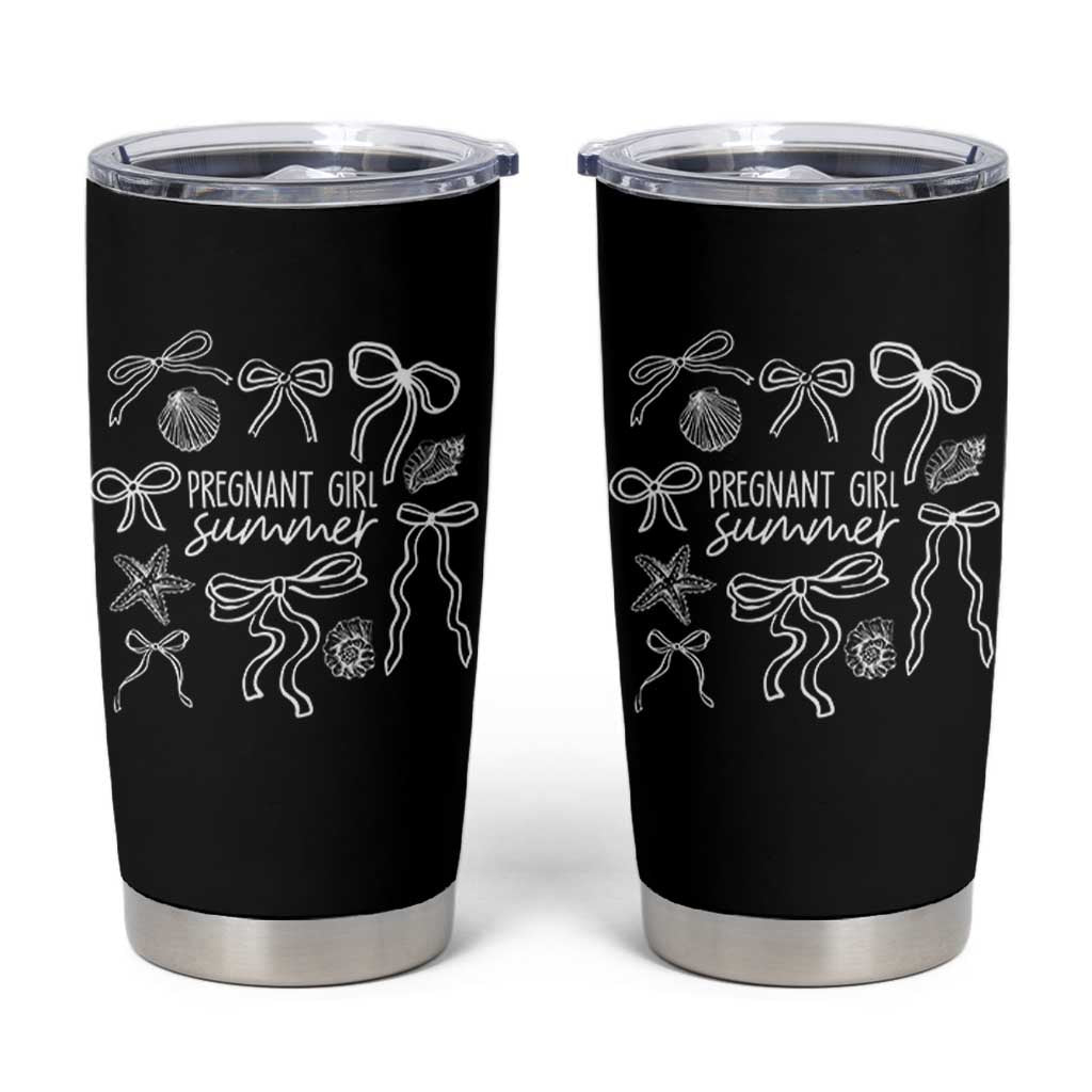 Pregnant Girl Summer Tumbler Cup Beach Pregnancy Announcement Summer Baby Shower - Wonder Print Shop