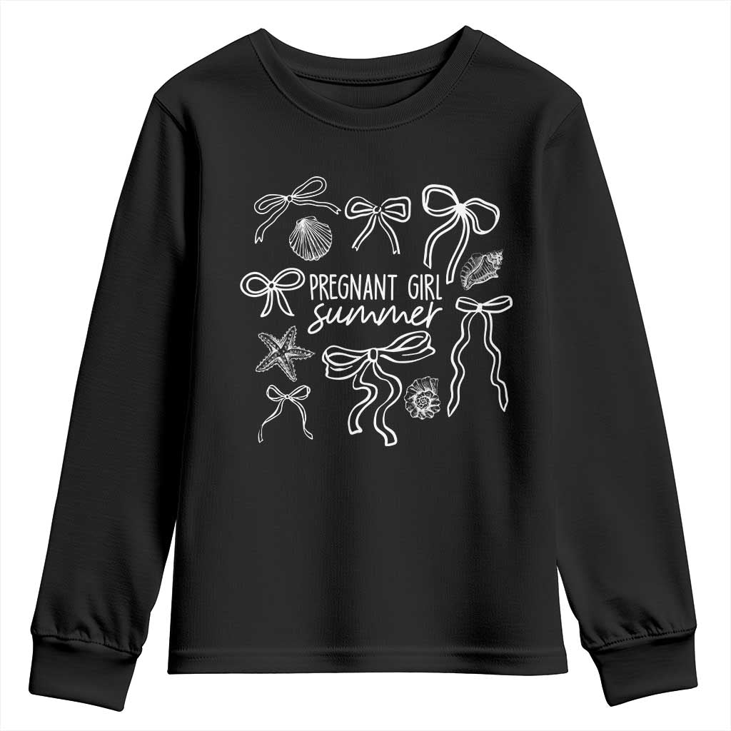 Pregnant Girl Summer Youth Sweatshirt Beach Pregnancy Announcement Summer Baby Shower - Wonder Print Shop