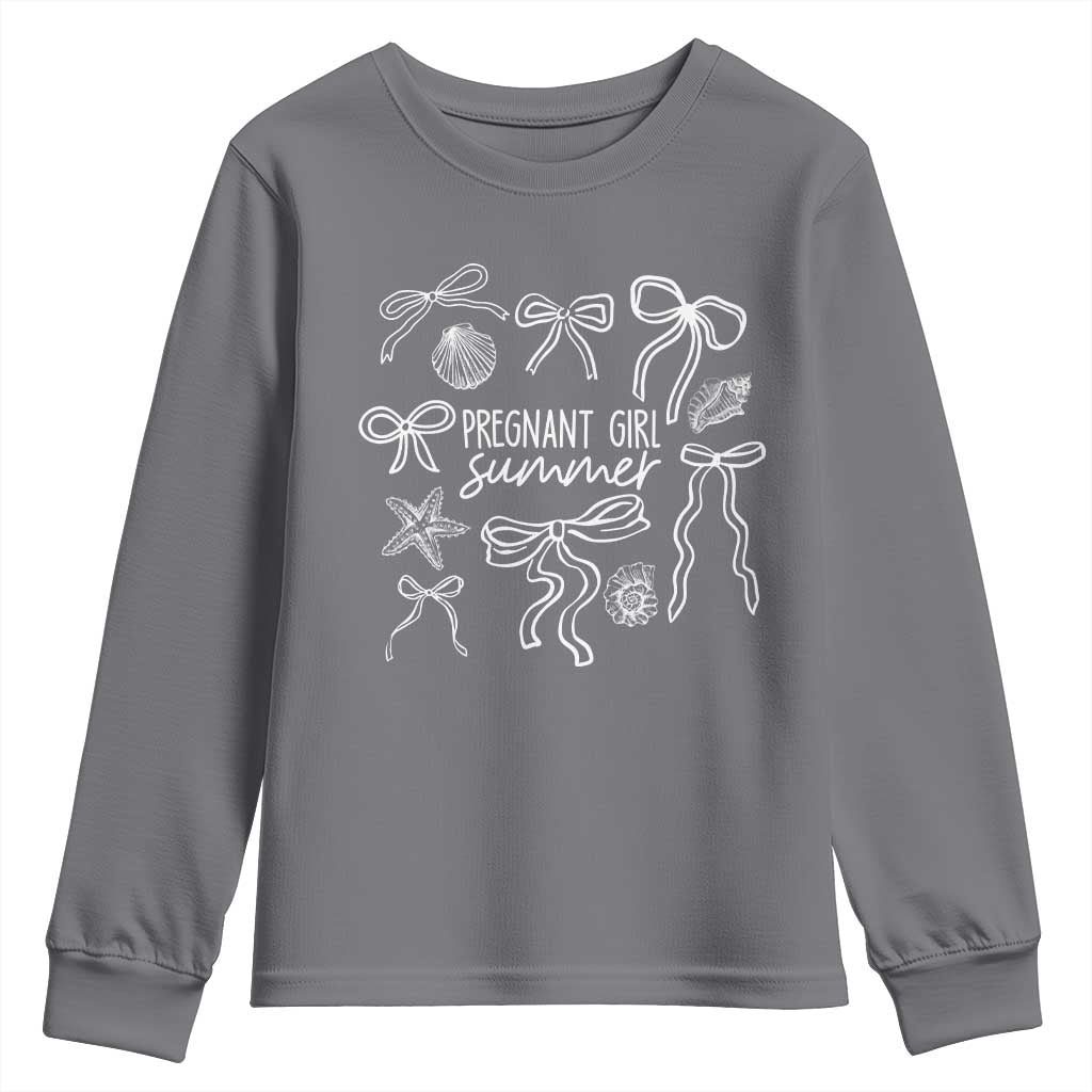 Pregnant Girl Summer Youth Sweatshirt Beach Pregnancy Announcement Summer Baby Shower - Wonder Print Shop