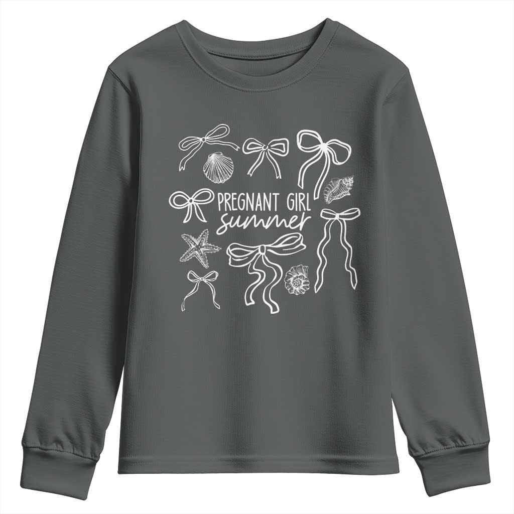Pregnant Girl Summer Youth Sweatshirt Beach Pregnancy Announcement Summer Baby Shower - Wonder Print Shop