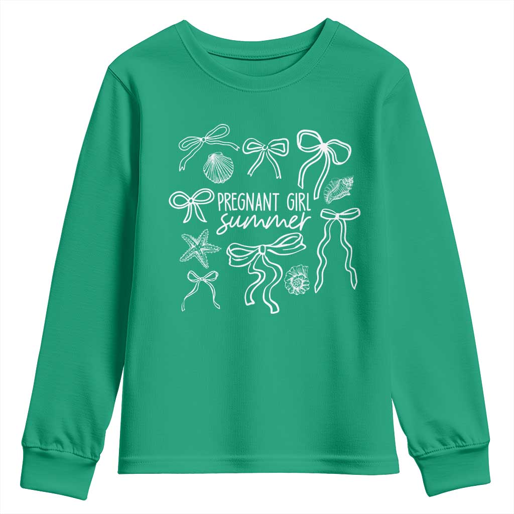 Pregnant Girl Summer Youth Sweatshirt Beach Pregnancy Announcement Summer Baby Shower - Wonder Print Shop
