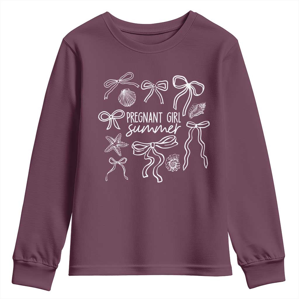 Pregnant Girl Summer Youth Sweatshirt Beach Pregnancy Announcement Summer Baby Shower - Wonder Print Shop