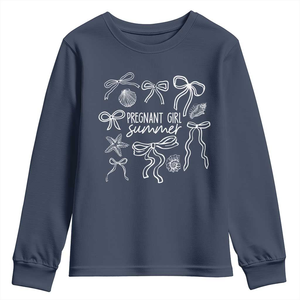 Pregnant Girl Summer Youth Sweatshirt Beach Pregnancy Announcement Summer Baby Shower - Wonder Print Shop