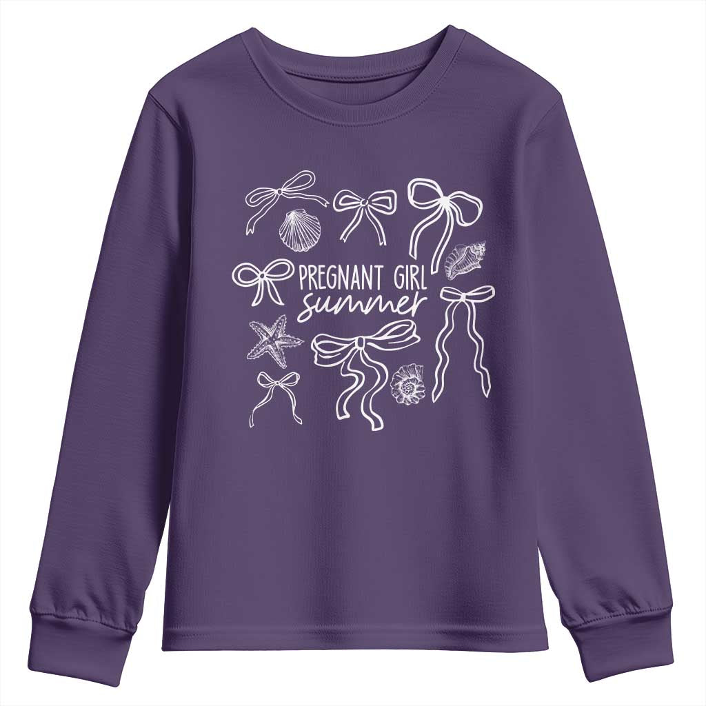 Pregnant Girl Summer Youth Sweatshirt Beach Pregnancy Announcement Summer Baby Shower - Wonder Print Shop