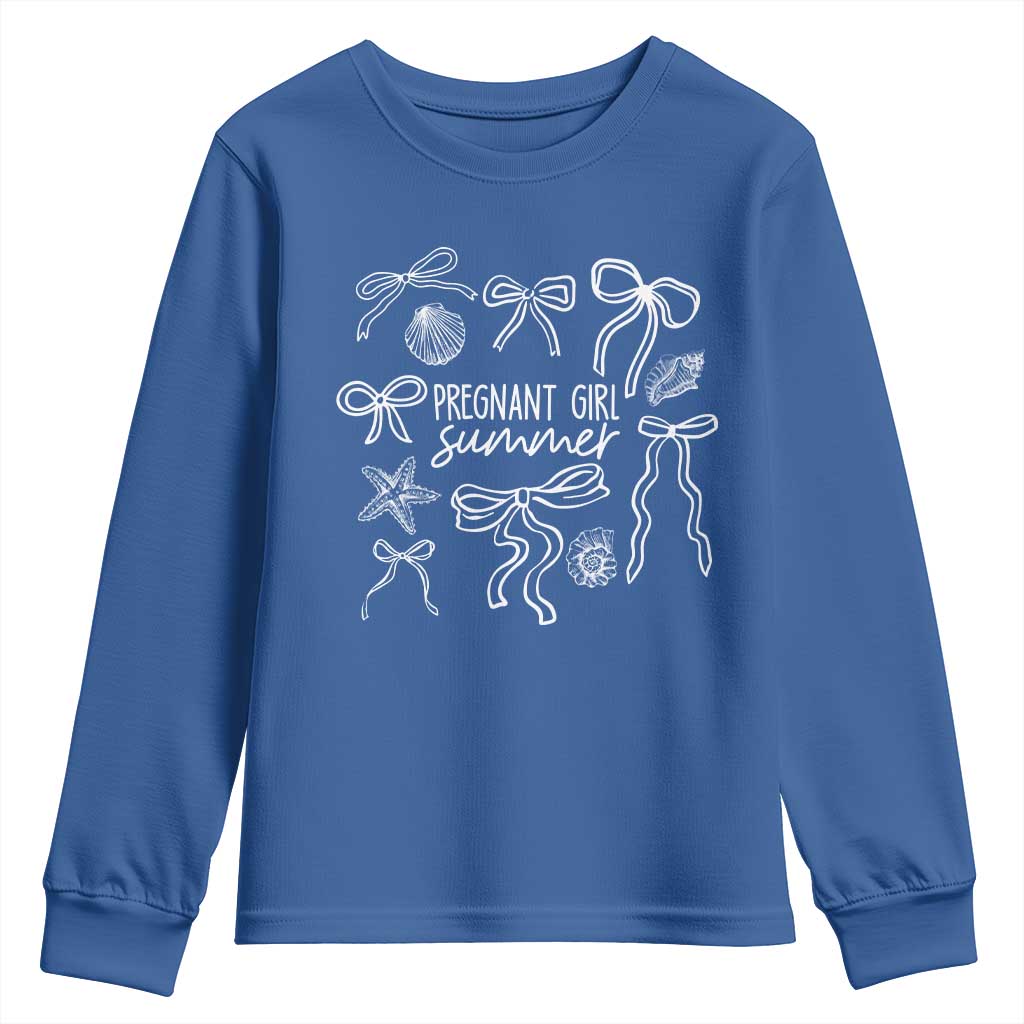 Pregnant Girl Summer Youth Sweatshirt Beach Pregnancy Announcement Summer Baby Shower - Wonder Print Shop