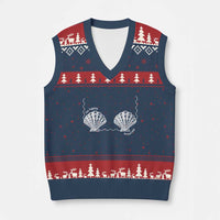 Seashell Bra V-Neck Knit Sweater Vest Mermaid Cute Summer Beach Vacation - Wonder Print Shop