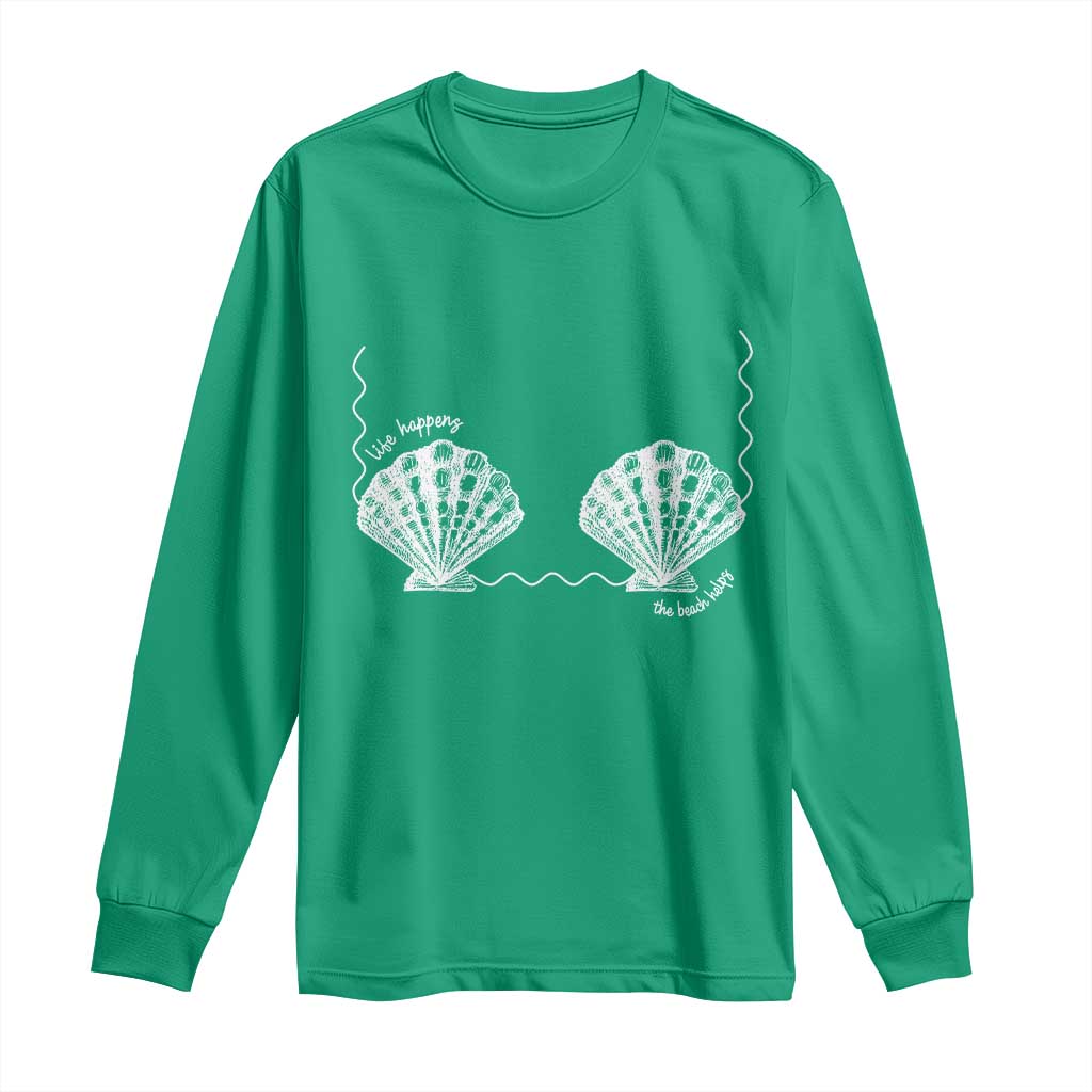Seashell Bra Long Sleeve Shirt Mermaid Cute Summer Beach Vacation - Wonder Print Shop
