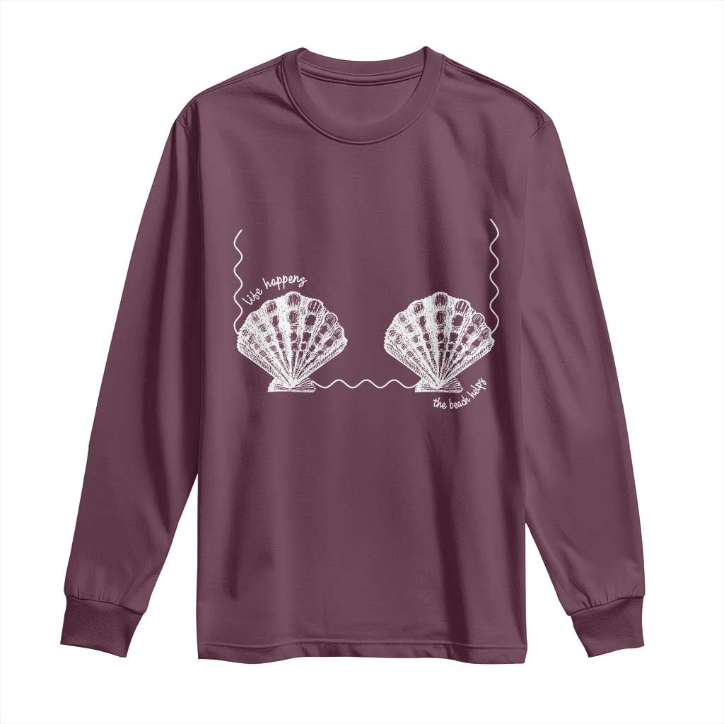 Seashell Bra Long Sleeve Shirt Mermaid Cute Summer Beach Vacation - Wonder Print Shop