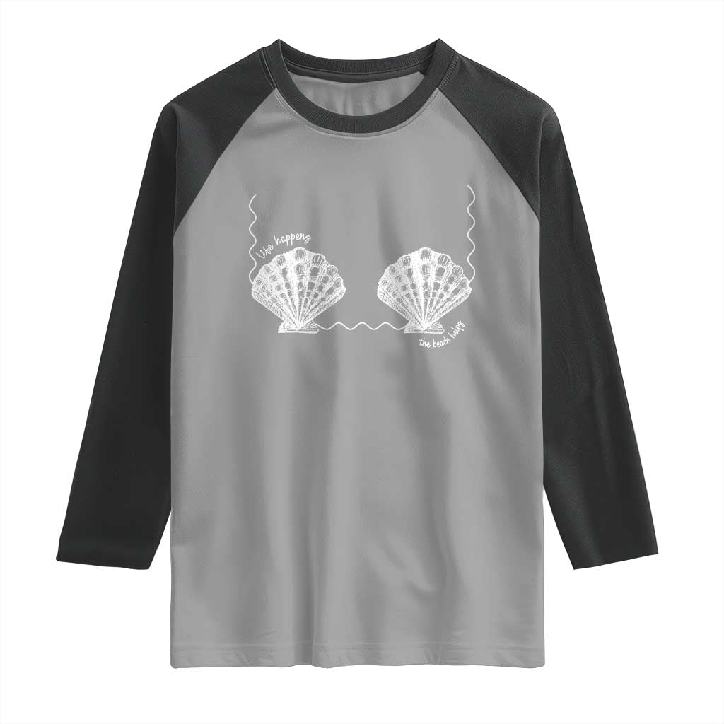 Seashell Bra Raglan Shirt Mermaid Cute Summer Beach Vacation - Wonder Print Shop