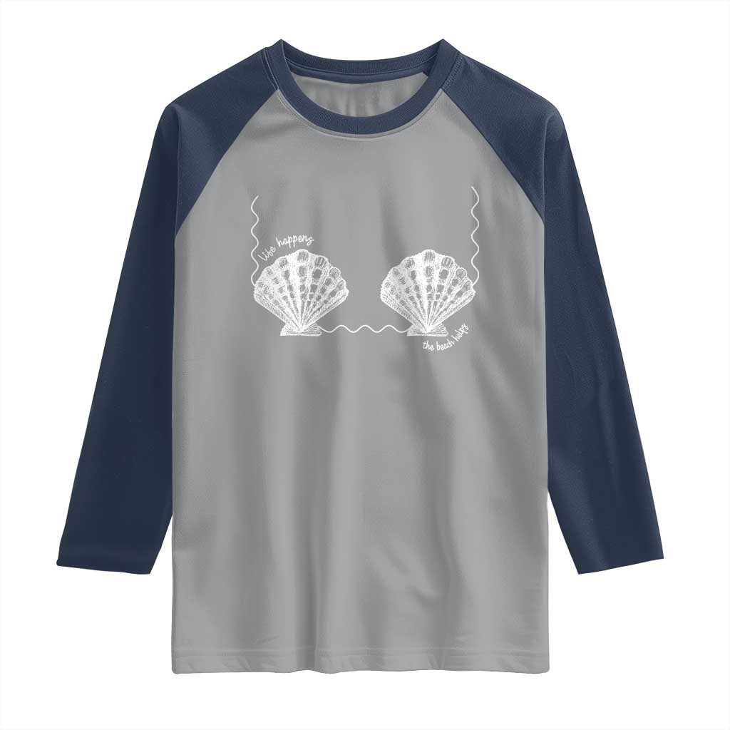 Seashell Bra Raglan Shirt Mermaid Cute Summer Beach Vacation - Wonder Print Shop