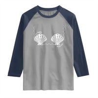 Seashell Bra Raglan Shirt Mermaid Cute Summer Beach Vacation - Wonder Print Shop