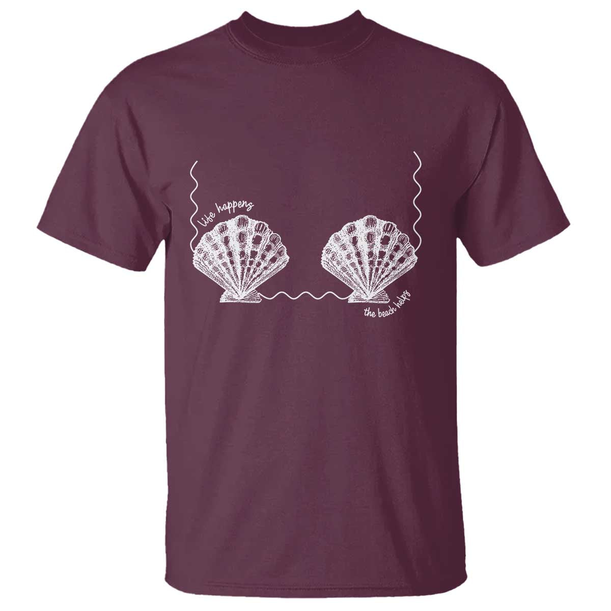 Seashell Bra T Shirt Mermaid Cute Summer Beach Vacation - Wonder Print Shop