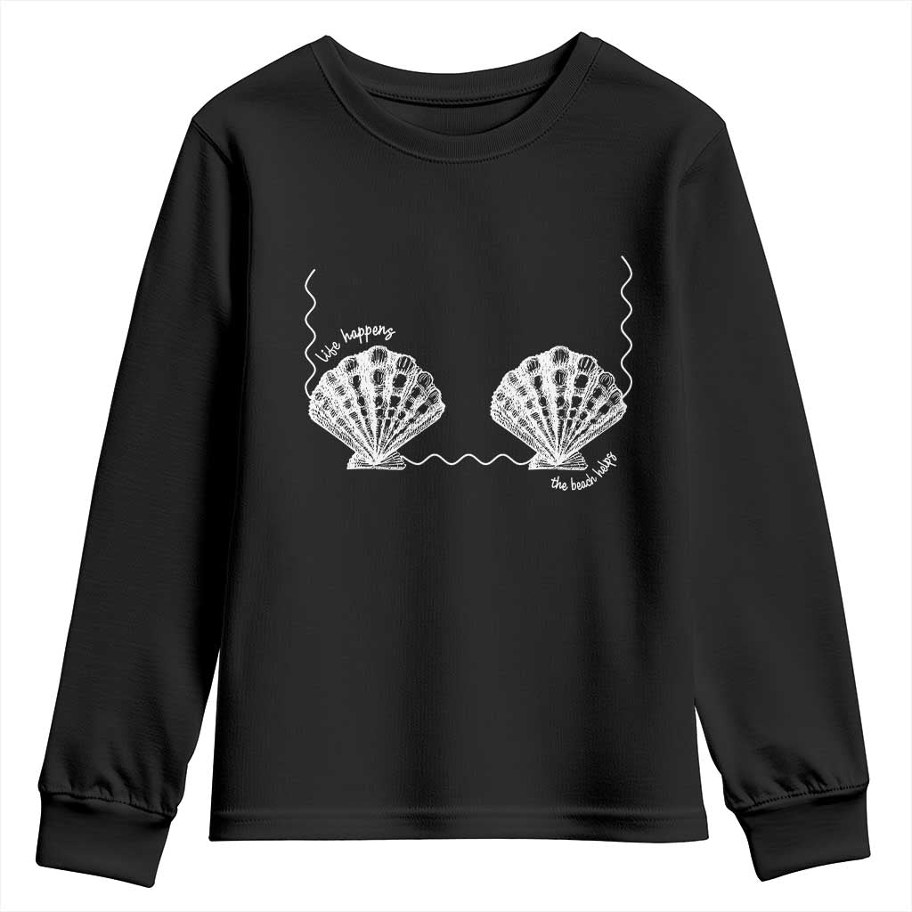 Seashell Bra Youth Sweatshirt Mermaid Cute Summer Beach Vacation - Wonder Print Shop