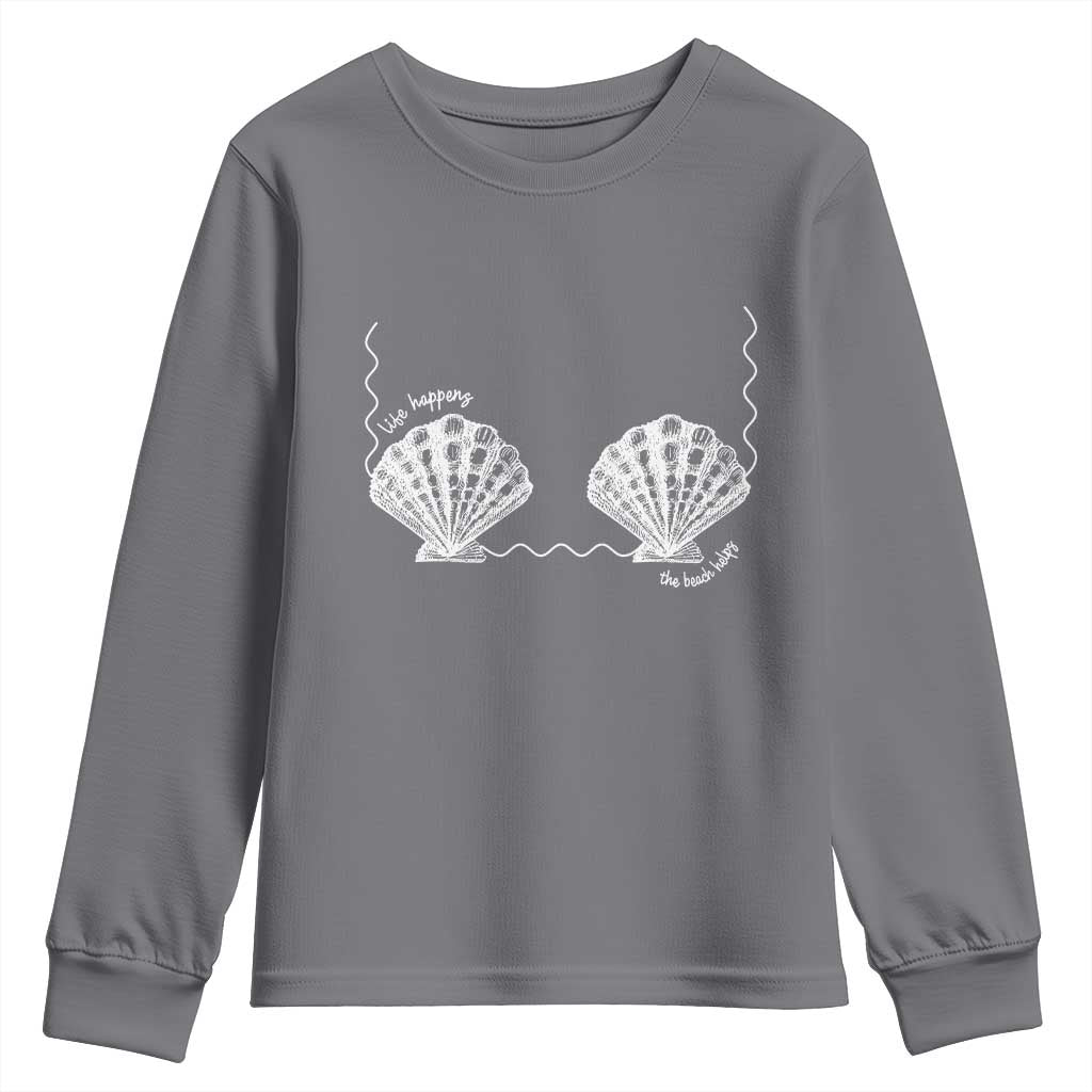 Seashell Bra Youth Sweatshirt Mermaid Cute Summer Beach Vacation - Wonder Print Shop