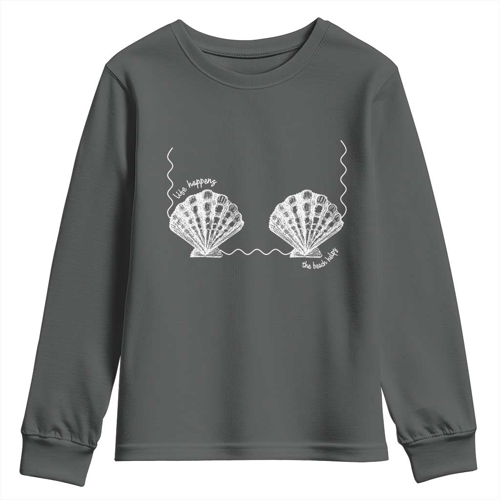 Seashell Bra Youth Sweatshirt Mermaid Cute Summer Beach Vacation - Wonder Print Shop
