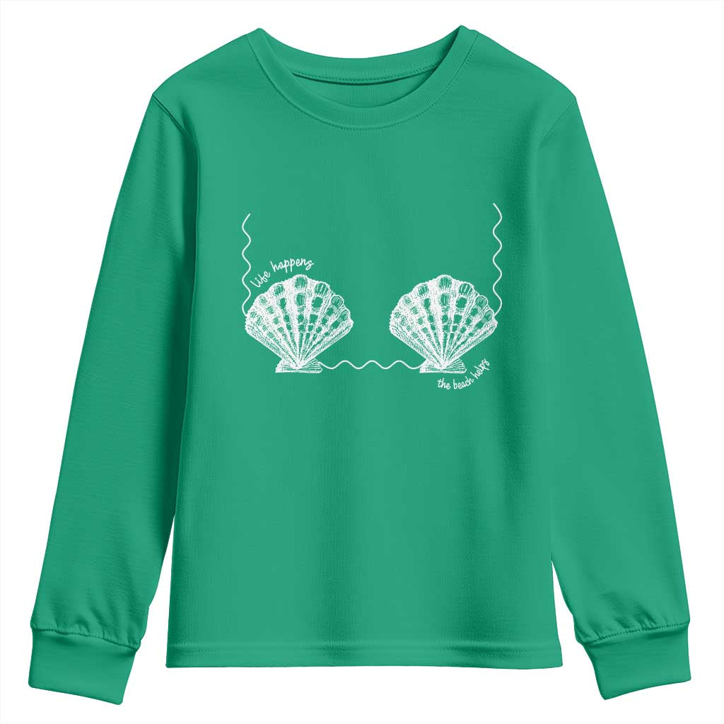 Seashell Bra Youth Sweatshirt Mermaid Cute Summer Beach Vacation - Wonder Print Shop